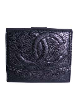 Chanel Vintage Timeless CC Compact Wallet, Caviar, Black,B, 2*